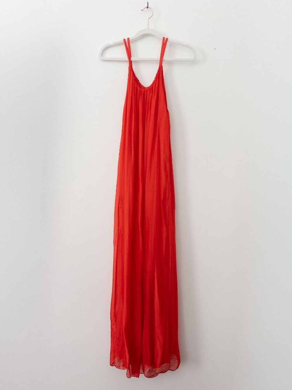 Rosemaire Womens Made in Italy Silk Blend Pleated Maxi Dress Red - Sz S